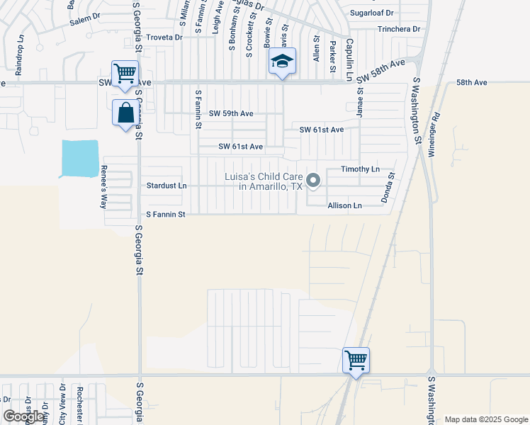 map of restaurants, bars, coffee shops, grocery stores, and more near 6307 S Crockett St in Amarillo
