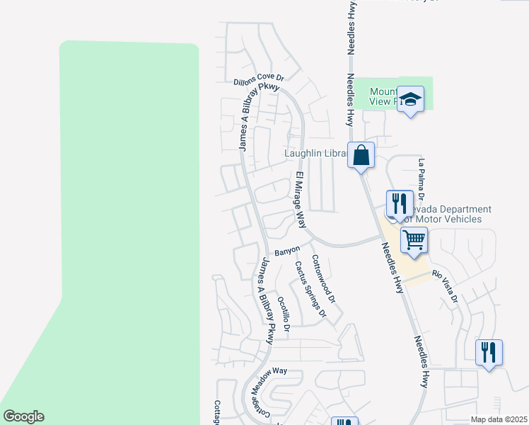 map of restaurants, bars, coffee shops, grocery stores, and more near 2240 Highpointe Drive in Laughlin