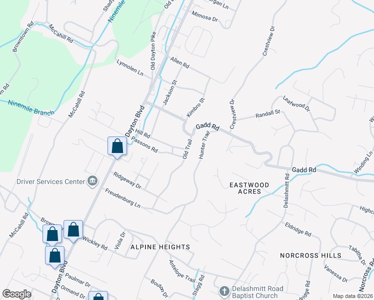 map of restaurants, bars, coffee shops, grocery stores, and more near 5219 Old Trail in Red Bank