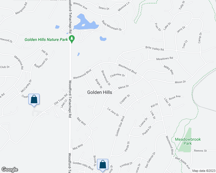 map of restaurants, bars, coffee shops, grocery stores, and more near 22251 Briarwood Street in Tehachapi