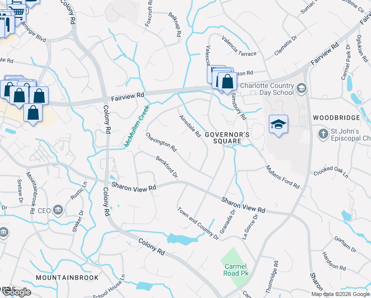 map of restaurants, bars, coffee shops, grocery stores, and more near in Charlotte