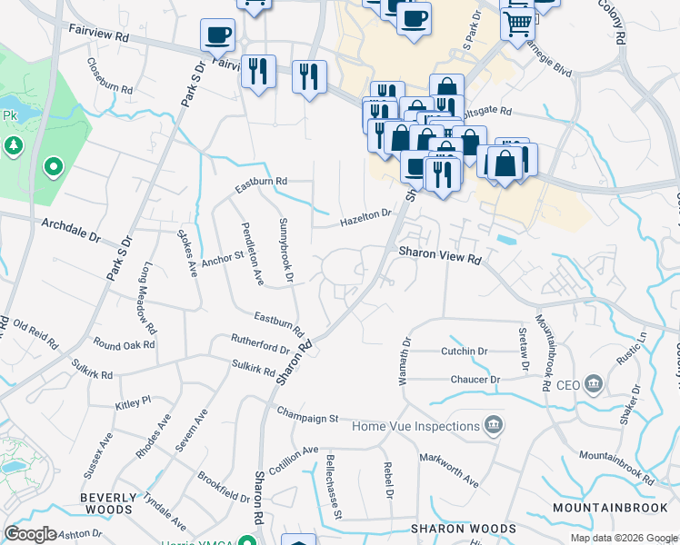 map of restaurants, bars, coffee shops, grocery stores, and more near in Charlotte