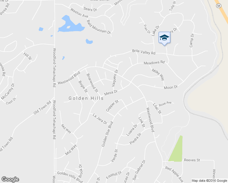 map of restaurants, bars, coffee shops, grocery stores, and more near 19999 Mesa Drive in Golden Hills