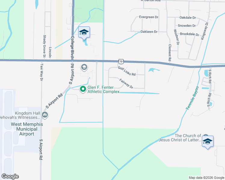 map of restaurants, bars, coffee shops, grocery stores, and more near 1710 Eagle Drive in West Memphis