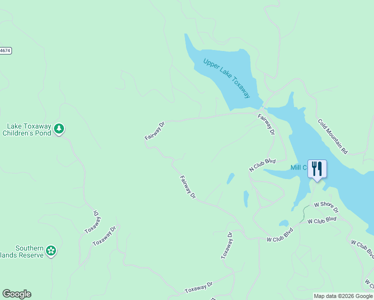 map of restaurants, bars, coffee shops, grocery stores, and more near 875 Azalea Street in Lake Toxaway