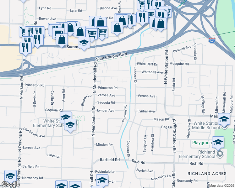 map of restaurants, bars, coffee shops, grocery stores, and more near 5012 Verosa Avenue in Memphis