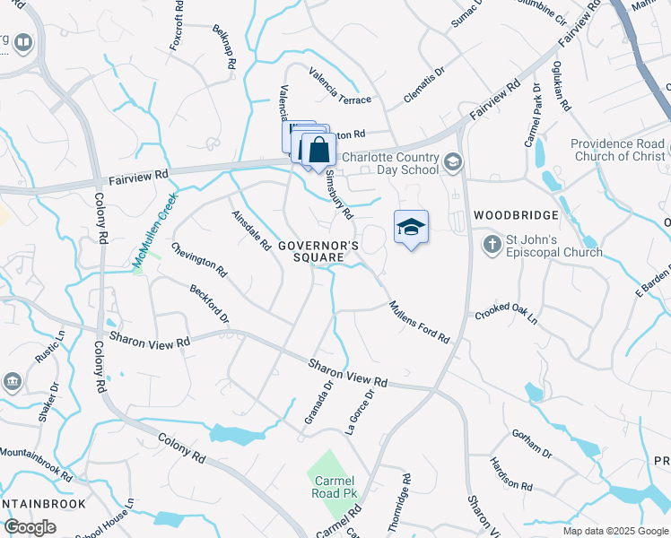 map of restaurants, bars, coffee shops, grocery stores, and more near 2349 Hayloft Circle in Charlotte