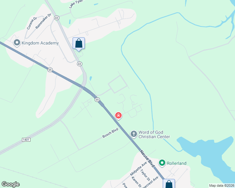 map of restaurants, bars, coffee shops, grocery stores, and more near 405 Nordhoff Street in New Bern