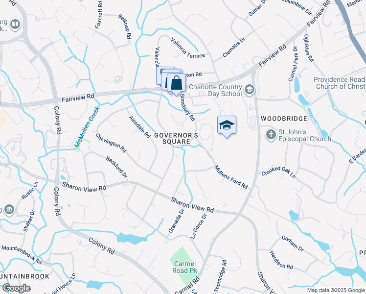 map of restaurants, bars, coffee shops, grocery stores, and more near 2349 Hayloft Circle in Charlotte