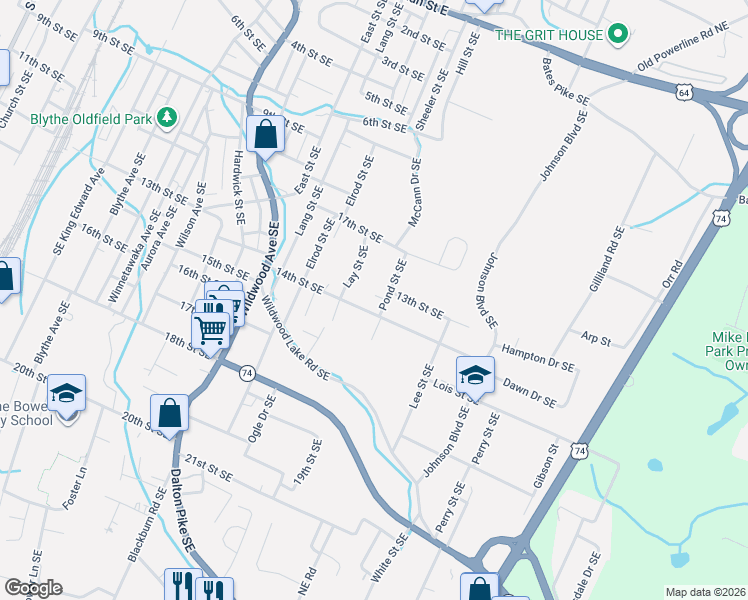 map of restaurants, bars, coffee shops, grocery stores, and more near 1404 Sellers Avenue Southeast in Cleveland