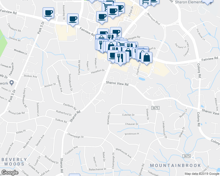 map of restaurants, bars, coffee shops, grocery stores, and more near in Charlotte