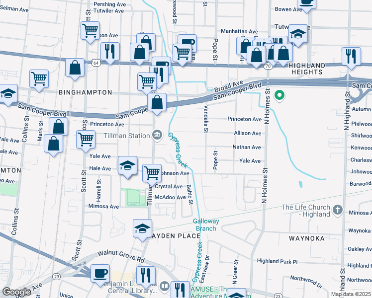 map of restaurants, bars, coffee shops, grocery stores, and more near 3097 Nathan Avenue in Memphis