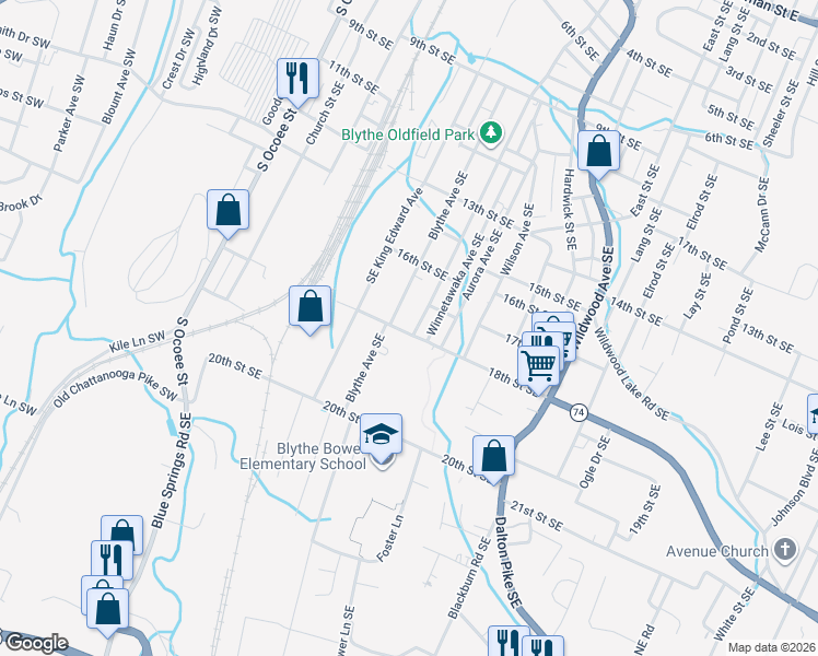 map of restaurants, bars, coffee shops, grocery stores, and more near 507 18th Street Southeast in Cleveland