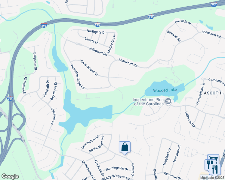 map of restaurants, bars, coffee shops, grocery stores, and more near 612 Little Bridge Road in Fayetteville