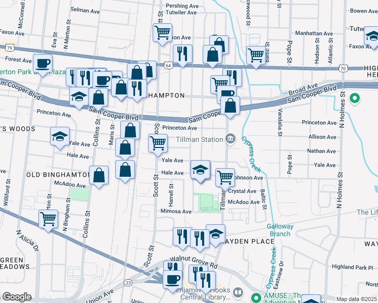 map of restaurants, bars, coffee shops, grocery stores, and more near 412 Carpenter Street in Memphis