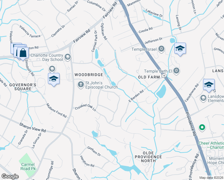 map of restaurants, bars, coffee shops, grocery stores, and more near 1609 Wandering Way Dr in Charlotte