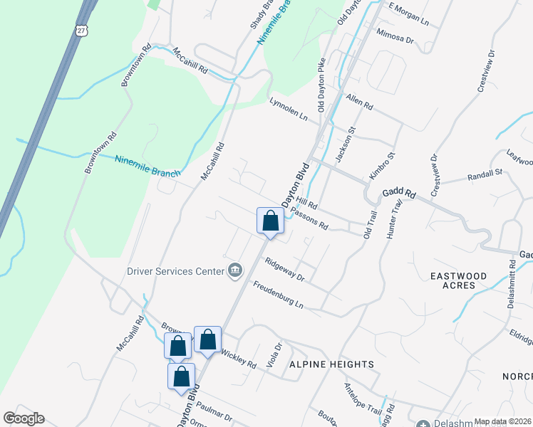 map of restaurants, bars, coffee shops, grocery stores, and more near 7 Holiday Lane in Chattanooga