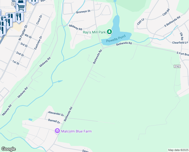 map of restaurants, bars, coffee shops, grocery stores, and more near 902 Heather Trail in Aberdeen