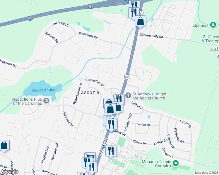map of restaurants, bars, coffee shops, grocery stores, and more near 132 Girard Avenue in Fayetteville