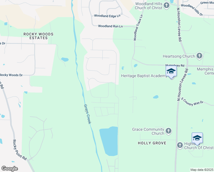 map of restaurants, bars, coffee shops, grocery stores, and more near 9747 Woodland Brook Lane in Shelby County