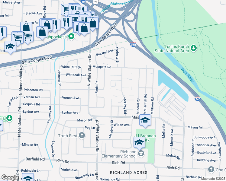 map of restaurants, bars, coffee shops, grocery stores, and more near 5322 West Maxima Cove in Memphis