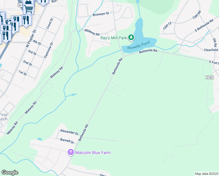 map of restaurants, bars, coffee shops, grocery stores, and more near 900 Heather Trail in Aberdeen