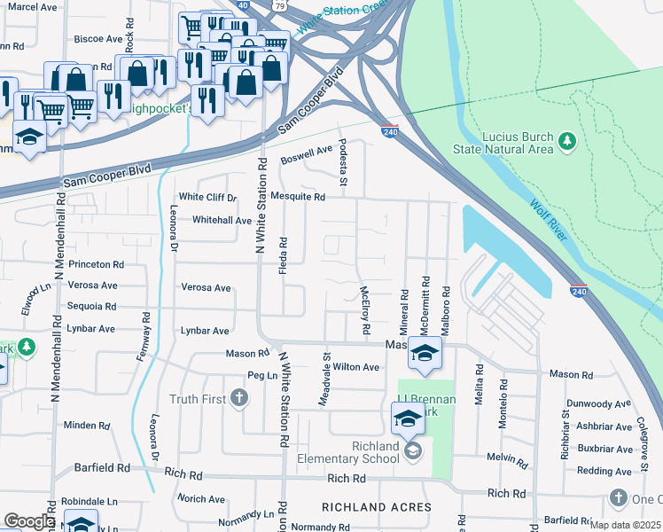 map of restaurants, bars, coffee shops, grocery stores, and more near 5322 West Maxima Cove in Memphis