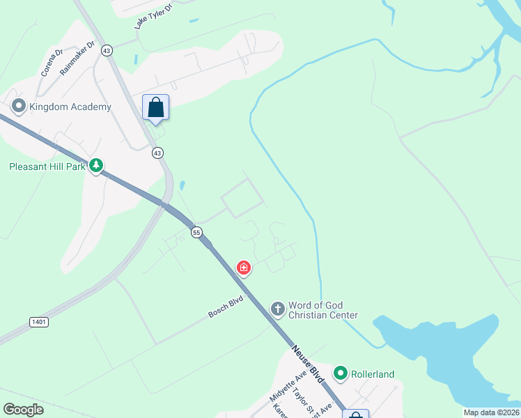 map of restaurants, bars, coffee shops, grocery stores, and more near 421 Nordhoff Street in New Bern