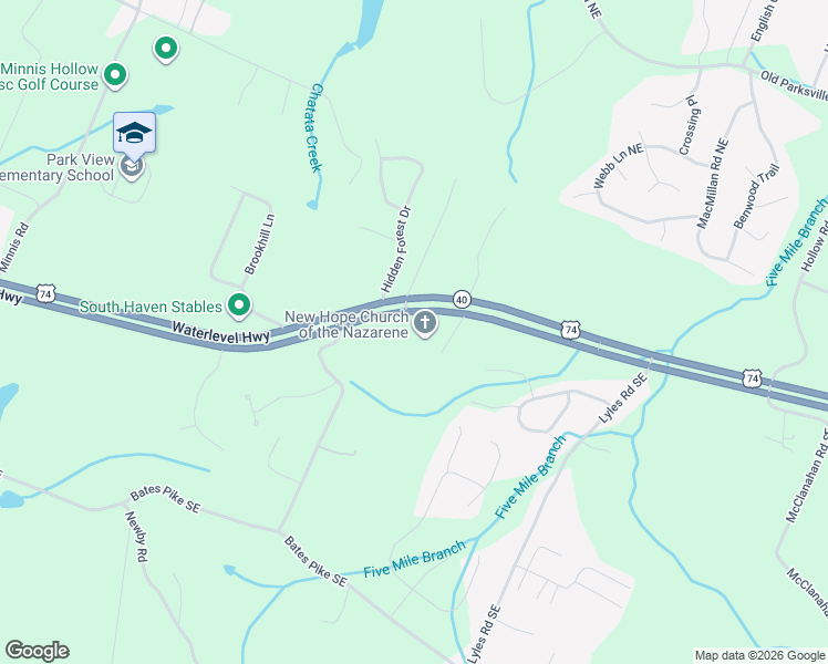 map of restaurants, bars, coffee shops, grocery stores, and more near 4500 Waterlevel Highway in Cleveland