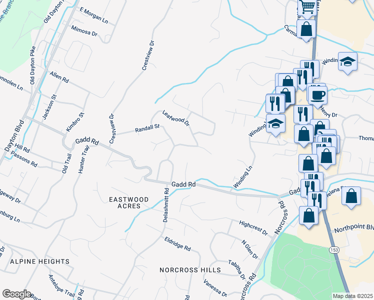 map of restaurants, bars, coffee shops, grocery stores, and more near 508 Briar Park Lane in Chattanooga