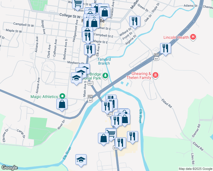 map of restaurants, bars, coffee shops, grocery stores, and more near 2010 Thornton Taylor Parkway in Fayetteville