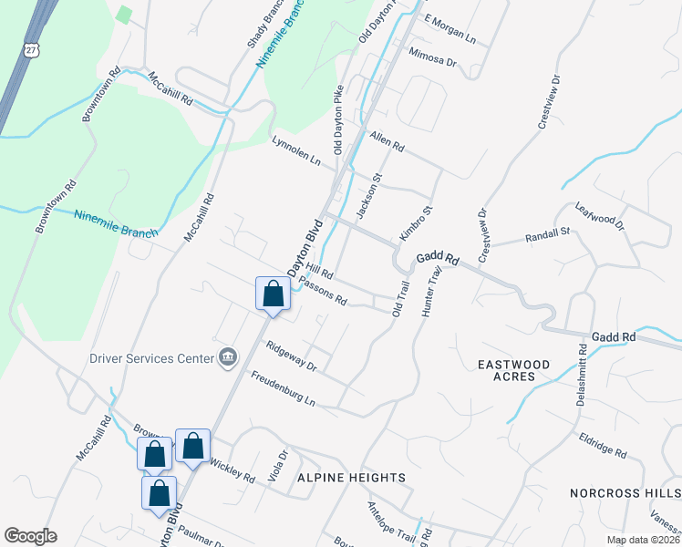 map of restaurants, bars, coffee shops, grocery stores, and more near 117 Passons Road in Chattanooga