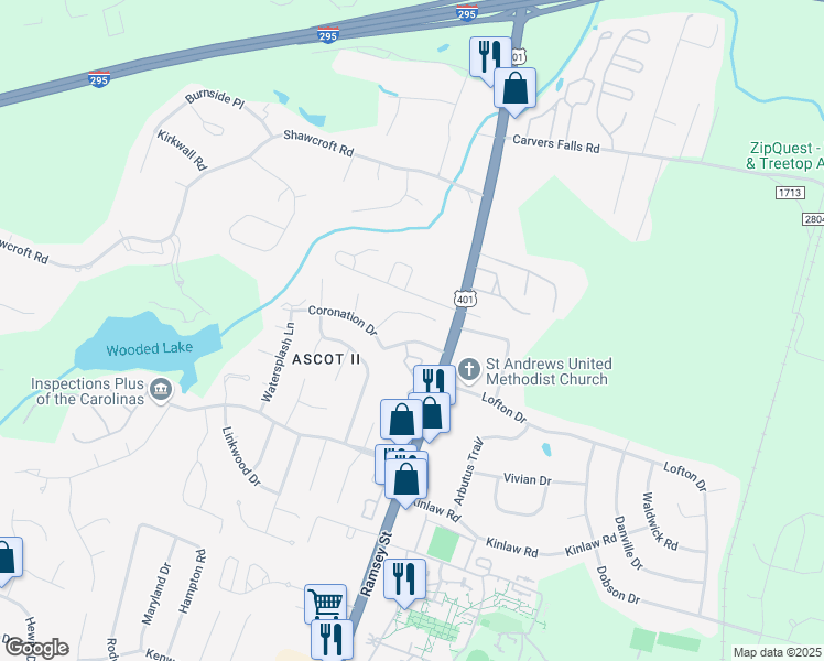map of restaurants, bars, coffee shops, grocery stores, and more near 118 Girard Avenue in Fayetteville