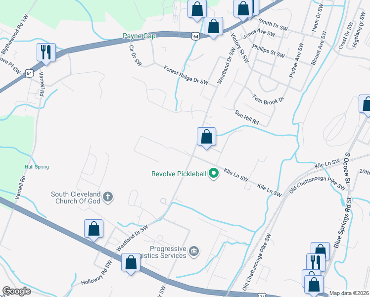map of restaurants, bars, coffee shops, grocery stores, and more near 1924 Westland Drive Southwest in Cleveland