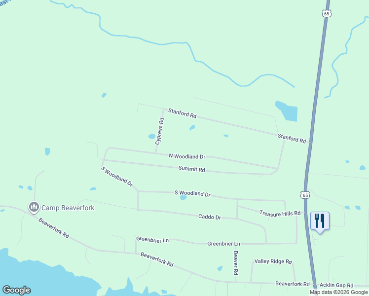 map of restaurants, bars, coffee shops, grocery stores, and more near 122 North Woodland Drive in Conway