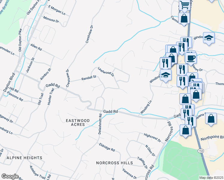 map of restaurants, bars, coffee shops, grocery stores, and more near 508 Briar Park Lane in Chattanooga