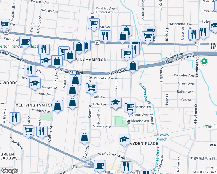 map of restaurants, bars, coffee shops, grocery stores, and more near 412 Carpenter Street in Memphis
