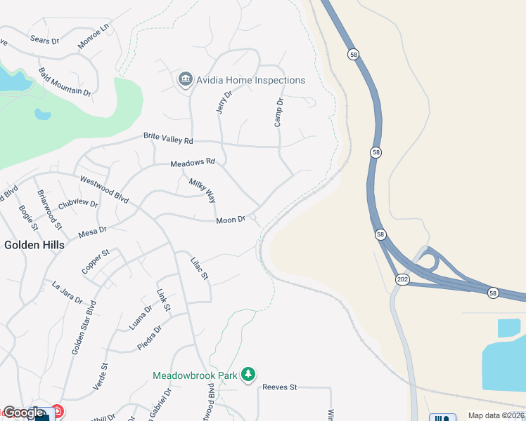 map of restaurants, bars, coffee shops, grocery stores, and more near 19432 Moon Drive in Tehachapi