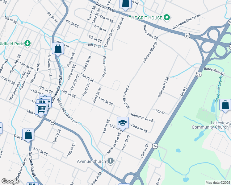 map of restaurants, bars, coffee shops, grocery stores, and more near 1553 13th Street Southeast in Cleveland