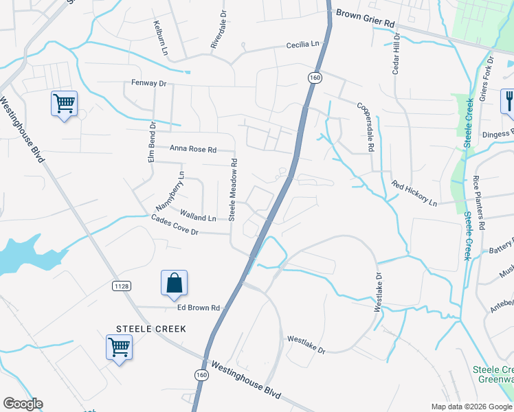 map of restaurants, bars, coffee shops, grocery stores, and more near 10818 Steele Creek Road in Charlotte