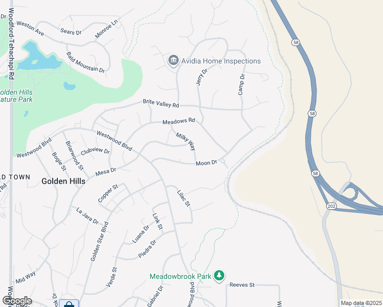 map of restaurants, bars, coffee shops, grocery stores, and more near 22317 Milky Way in Tehachapi
