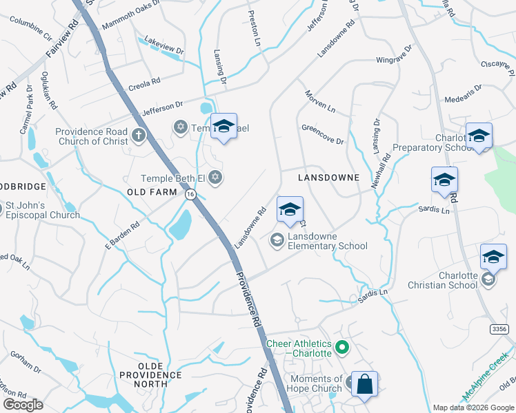 map of restaurants, bars, coffee shops, grocery stores, and more near 1439 Pine Tree Drive in Charlotte