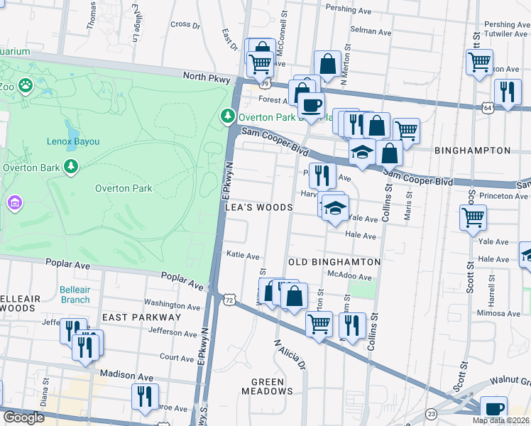 map of restaurants, bars, coffee shops, grocery stores, and more near 344 Williford Street in Memphis