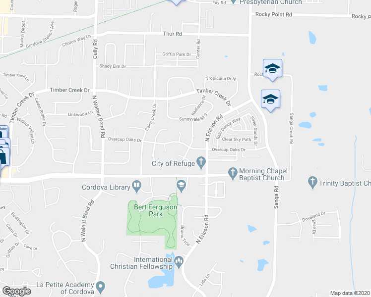 map of restaurants, bars, coffee shops, grocery stores, and more near 699 Radiance Drive in Memphis