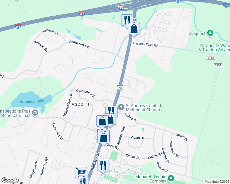 map of restaurants, bars, coffee shops, grocery stores, and more near 100 Homeplace Court in Fayetteville