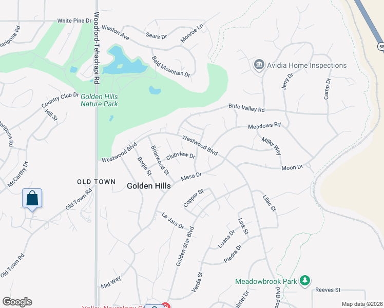 map of restaurants, bars, coffee shops, grocery stores, and more near 22351 Vaquero Drive in Tehachapi
