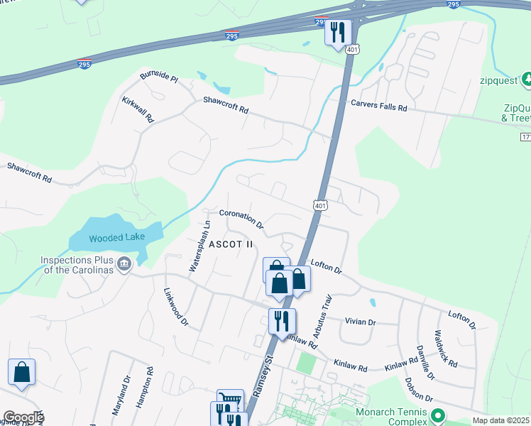 map of restaurants, bars, coffee shops, grocery stores, and more near 156 Homeplace Court in Fayetteville