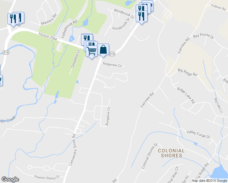 map of restaurants, bars, coffee shops, grocery stores, and more near 6324 Heritage Ridge Drive in Chattanooga