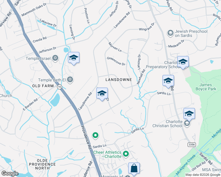 map of restaurants, bars, coffee shops, grocery stores, and more near 736 Wingrave Drive in Charlotte
