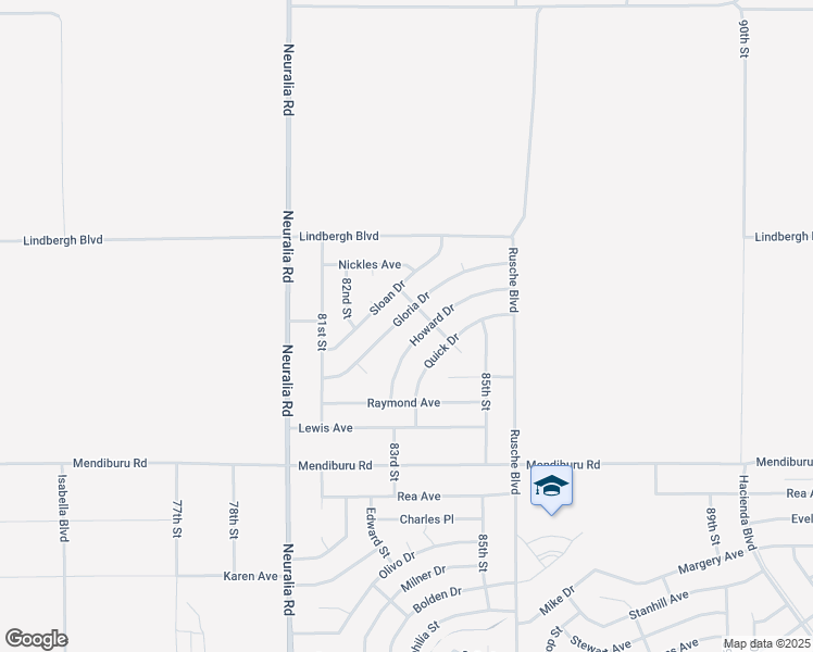 map of restaurants, bars, coffee shops, grocery stores, and more near Gloria Drive in California City